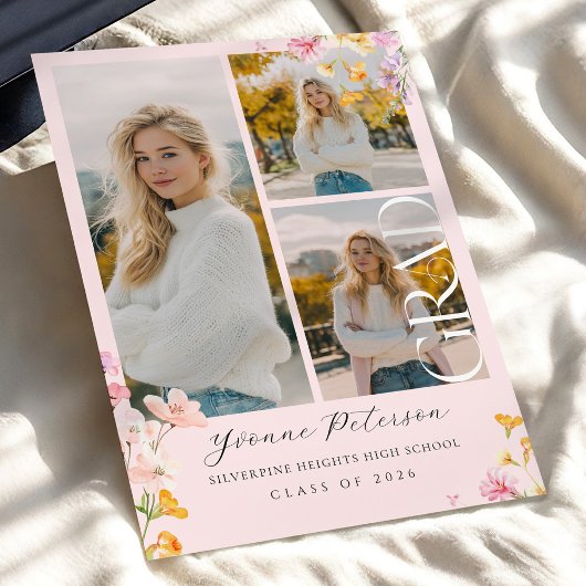 Wildflower & Bow Afstudeeruitnodiging Kaart