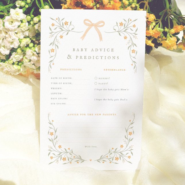 Wildflower Bow Baby shower Voorspelling Advies spe (Creator heeft geüpload)