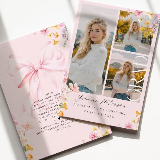Wildflower & Bow Graduation Announcement Aankondiging