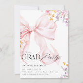 Wildflower & Bow Graduation Invitation Kaart (Voorkant)