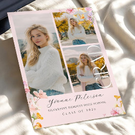 Wildflower & Bow Graduation Invitation Kaart