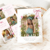 Wildflower Bow Graduation party Photo Collage Kaart