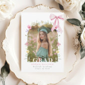 Wildflower Bow Graduation party Photo Collage Kaart