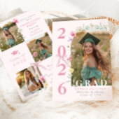 Wildflower Bow Graduation party Photo Collage Kaart