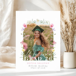 Wildflower Bow Graduation party Photo Welcome Poster