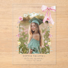 Wildflower Bow Graduation Photo Acryl Uitnodigingen