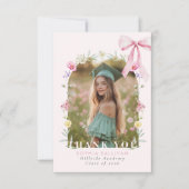Wildflower Bow Graduation Photo Bedankkaart (Voorkant)