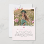 Wildflower Bow Graduation Photo Bedankkaart (Achterkant)