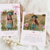 Wildflower Bow Graduation Photo Bedankkaart