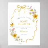 Wildflower Bow lijst geel Baby shower Welkom Poster (Voorkant)