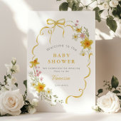 Wildflower Bow lijst geel Baby shower Welkom Poster