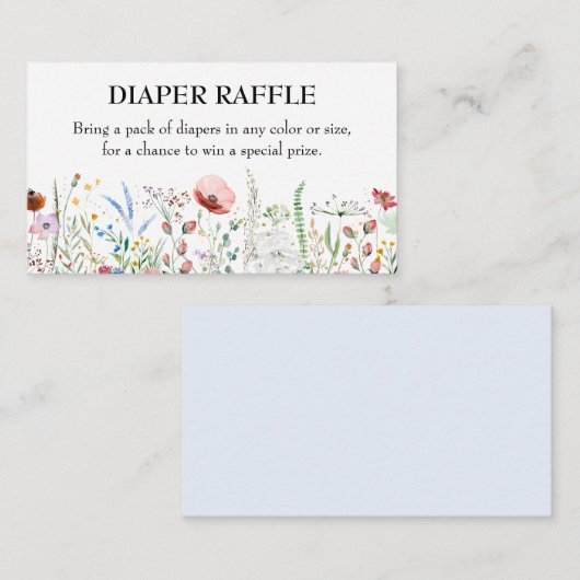 Wildflower Boy Baby shower Diaper Raffle Informatiekaartje (Voorkant / Achterkant)