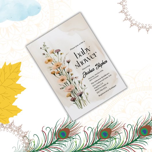 Wildflower Boy Baby shower Uitnodiging