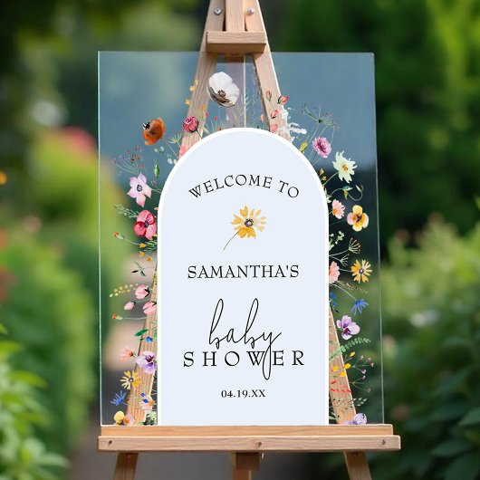 Wildflower Boy Baby shower Welkom Acryl Bord