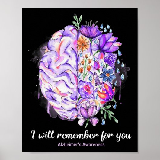 Wildflower Brein Onthoud voor jou Alzheimer Brein Poster (Voorkant)