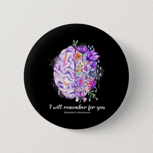 Wildflower Brein Onthoud voor jou Alzheimer Brein Ronde Button 5,7 Cm (Voorkant)