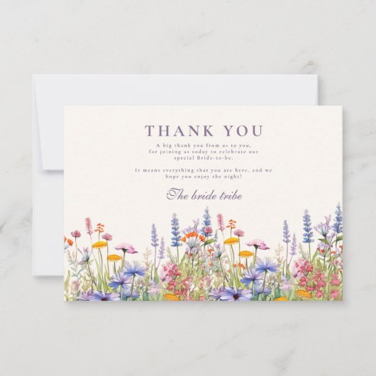 Wildflower Bridal Shower Bedankkaart (Voorkant)