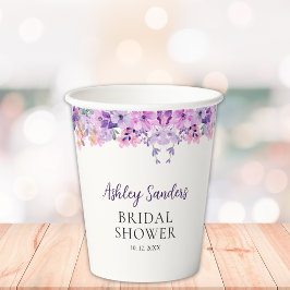 Wildflower Bridal Shower in Soft Purple Palette Papieren Bekers