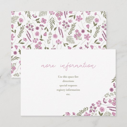 wildflower bridal shower insert - purple kaart (Voorkant / Achterkant)