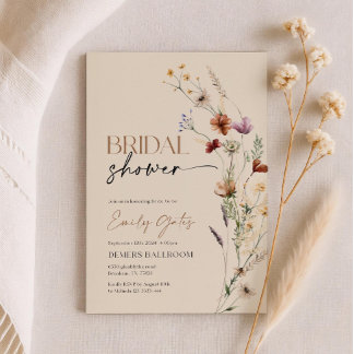 Wildflower Bridal Shower Invitation, Floral Boho  Kaart