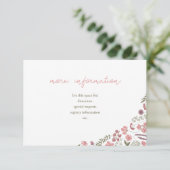 wildflower bridal shower invitation insert - pink kaart (Staand voorkant)