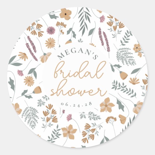 Wildflower Bridal Shower Sticker - Orange (Voorkant)