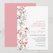 Wildflower Bridal Shower uitnodiging, Boho Floral Kaart (Voorkant / Achterkant)