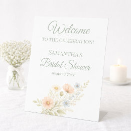 Wildflower Bridal Shower Welcome  Reclamebord Met Voetstuk