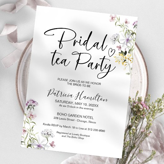 Wildflower Bridal Tea Party Uitnodiging