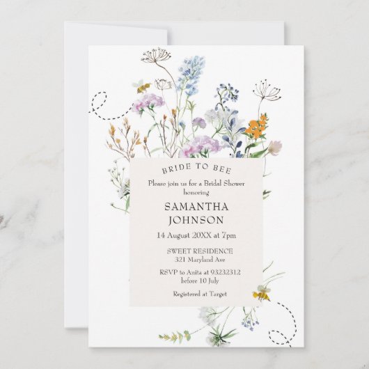 Wildflower Bride to Bee Vrijgezellenfeest Kaart (Voorkant)