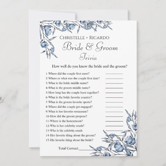 Wildflower bruid & bruidegom trivia vrijgezellenfe aankondiging (Voorkant)