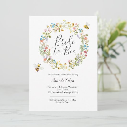 Wildflower bruid om bruids douche uitnodiging te z (Staand voorkant)
