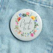 Wildflower Bruid Wordt Script Trouw  Ronde Button 3,2 Cm
