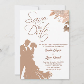 Wildflower bruidegom en bruid bruiloft uitnodiging