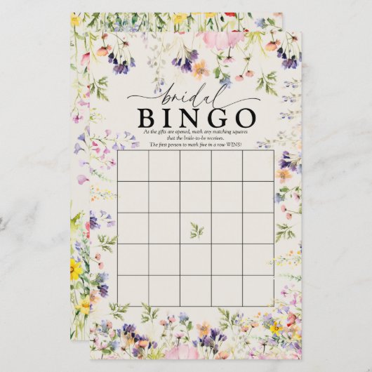Wildflower bruids bingo | Spelletjes (Voorkant / Achterkant)