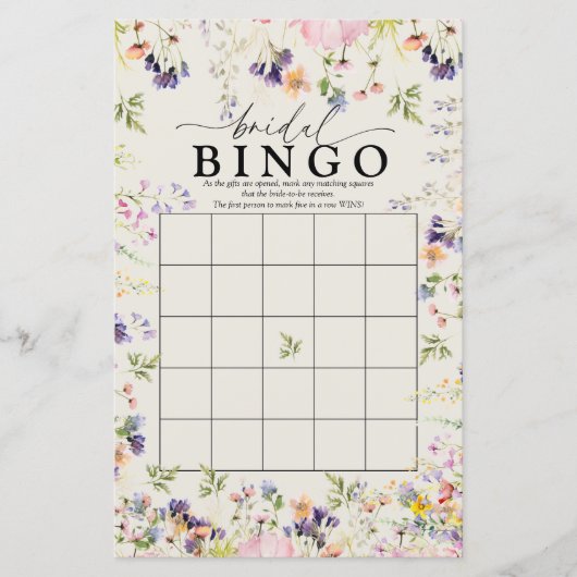 Wildflower bruids bingo | Spelletjes (Voorkant)