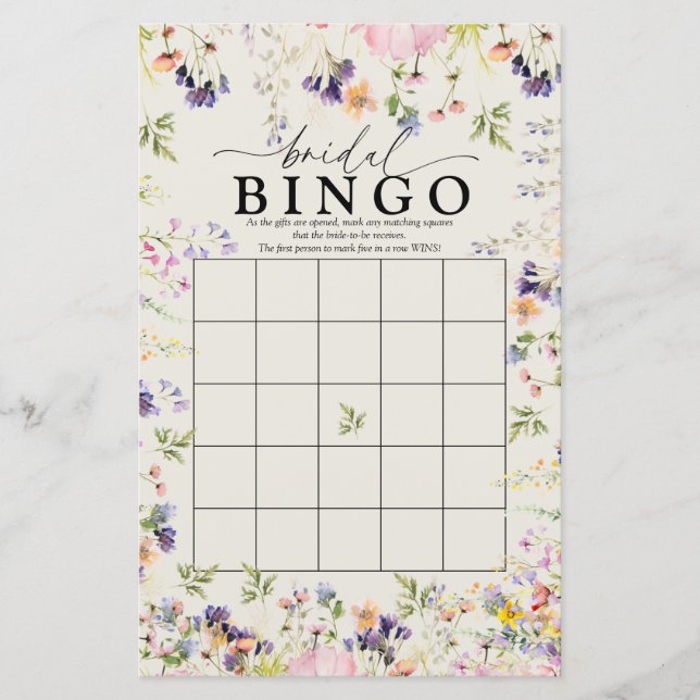 Wildflower bruids bingo | Spelletjes (Voorkant)