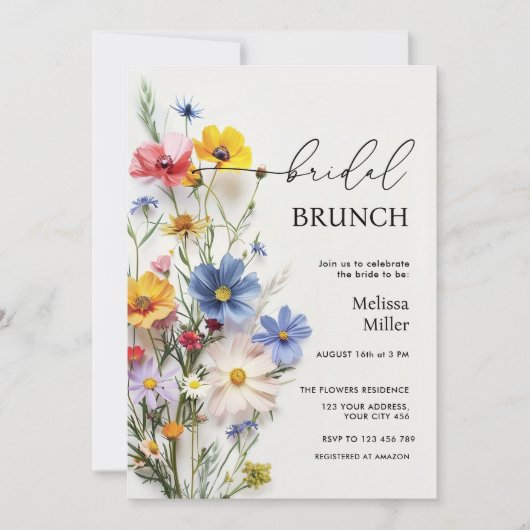 Wildflower bruids brunch kaart (Voorkant)