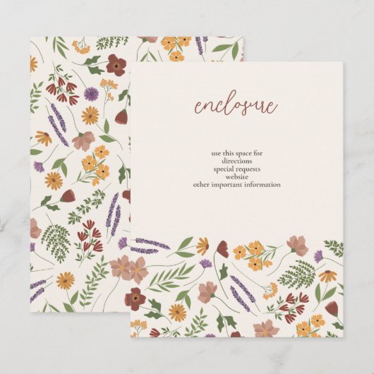 Wildflower Bruids Douche Uitnodiging Insert (Voorkant / Achterkant)