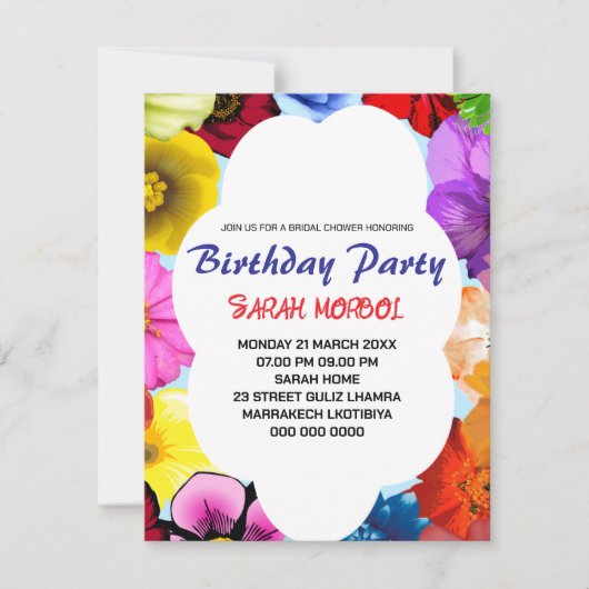 Wildflower Bruids Douche Uitnodiging Sjabloon, Edi (Voorkant)