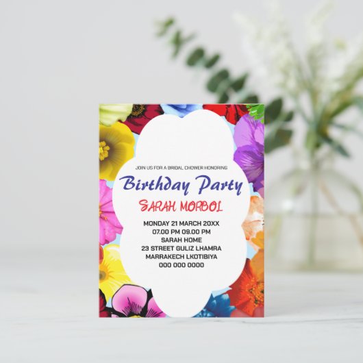 Wildflower Bruids Douche Uitnodiging Sjabloon, Edi (Staand voorkant)