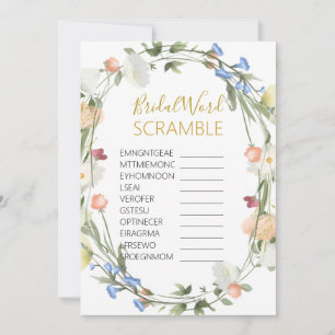 Wildflower Bruids Woord SCRAMBLE Spel Kaart