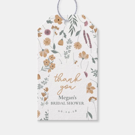Wildflower Bruidschieter Bedankt Label - Oranje Cadeaulabel (Voorkant)