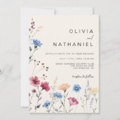 Wildflower bruidscrème Bloemen Foto uitnodiging (Voorkant)