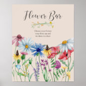 Wildflower Bruidsfeest Bloemenbar Uithangbord Post Poster (Voorkant)