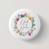 Wildflower bruidsmeisje eerbetoon script trouw  ronde button 3,2 cm (Voorkant)