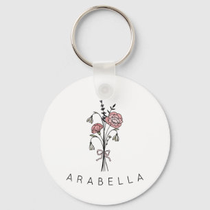 Wildflower bruidsmeisje naam sleutelhanger