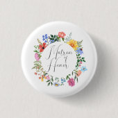 Wildflower bruidsmeisje script trouw ronde button 3,2 cm (Voorkant)