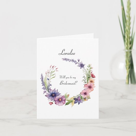 Wildflower bruidsmeisje voorstel gevouwen uitnodig (Voorkant)