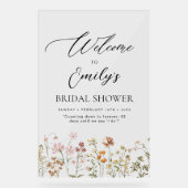 Wildflower Bruidsshower Welkomstbord In Bloei Acryl Bord (Voorkant)